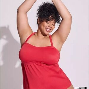 Torrid Vibrant Red Wireless Ribbed Strapless Swimtop